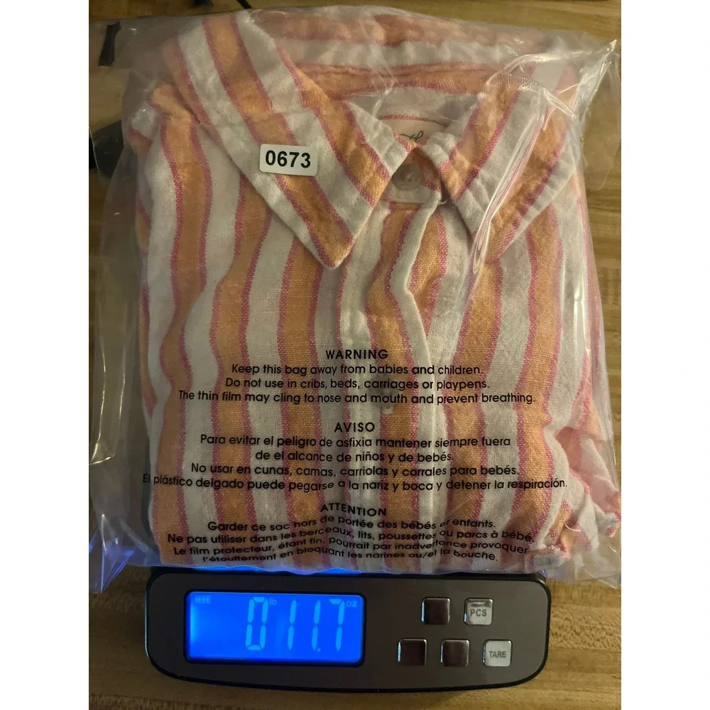 Universal Thread Womens Small Relaxed Fit Linen Striped Button Down Shirt Pink